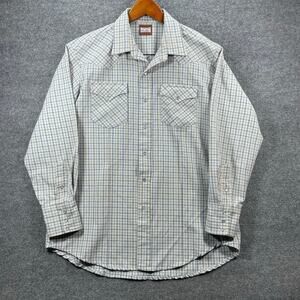 Fenton Pearl Snap Vintage Western Shirt Men's Large Blue/Yellow Check READ